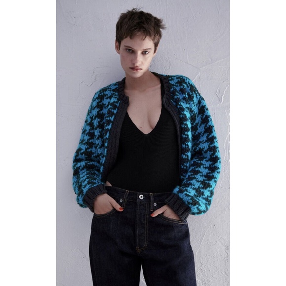NEW Zara Houndstooth Cardigan Small - Picture 9 of 15
